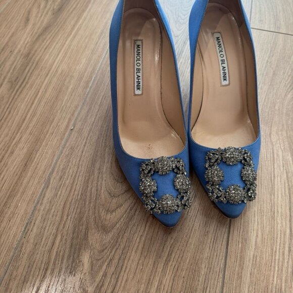 Manolo Blahnik Pump Blue Crystal Heel Shoes - Picture 5 of 7